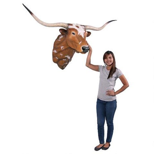Head Texas Longhorn Bull Sculpturel Wall Trophy Statue Decorative